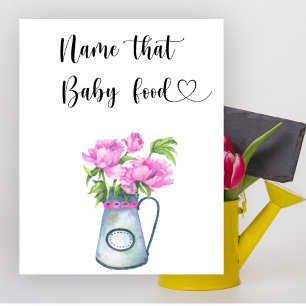 floral baby shower Naam dat baby voedsel Poster
