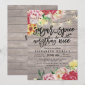 Floral Baby shower Sugar & Spice & Alles Nice Kaart (Voorkant / Achterkant)