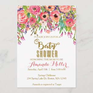 Floral Baby shower Uitnodiging
