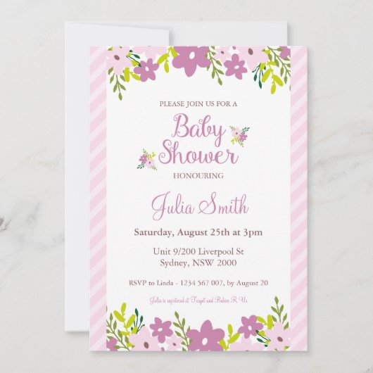 Floral Baby shower Uitnodiging (Voorkant)