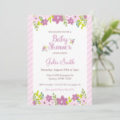 Floral Baby shower Uitnodiging (Staand voorkant)