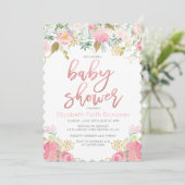 Floral Baby shower Uitnodiging (Staand voorkant)