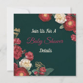 Floral Baby shower Uitnodiging (Achterkant)