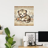 Floral Baby Tiger Nursery Poster (Thuiskantoor)