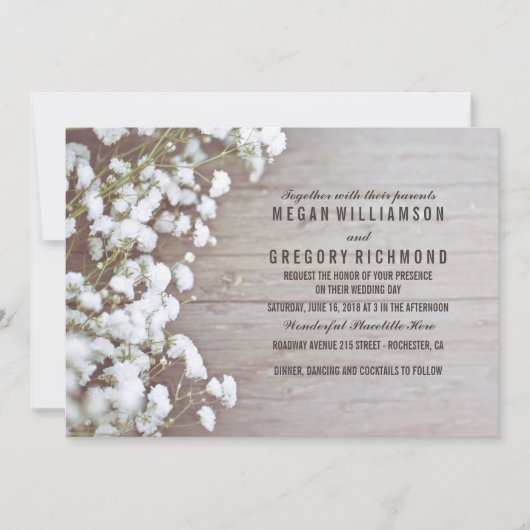 Floral- Baby's Breath Rustic Summer Simple Wedding Kaart (Voorkant)
