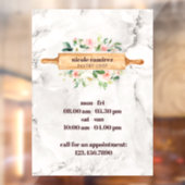 Floral Bakery Rolling Pin Patisserie witte marmer Raamsticker (Vel 2)