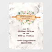 Floral Bakery Rolling Pin Patisserie witte marmer Raamsticker (Vel)