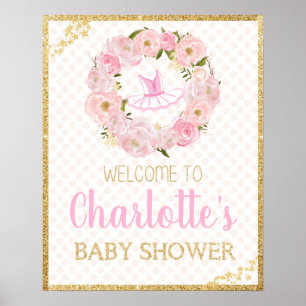 Floral Ballerina Baby shower Welcome Poster
