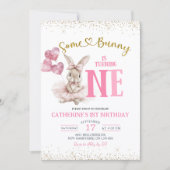 Floral Ballerina Bunny First Birthday Invitation (Devant)