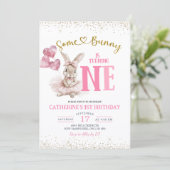Floral Ballerina Bunny First Birthday Invitation (Debout devant)