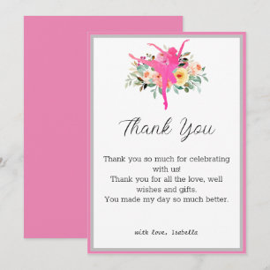 Floral Ballerina Dancer Verjaardag Dank u kaart