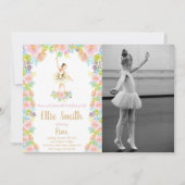 Floral Ballerina Invitation à l'anniversaire avec  (Devant)