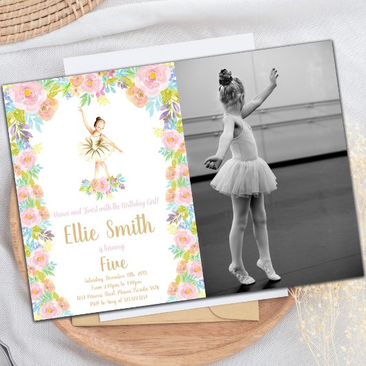 Floral Ballerina Invitation à l'anniversaire avec 
