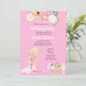 Floral Ballerina rose Invitation d'anniversaire (Debout devant)