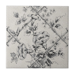 Floral Bamboo Trellis Repro Tegeltje