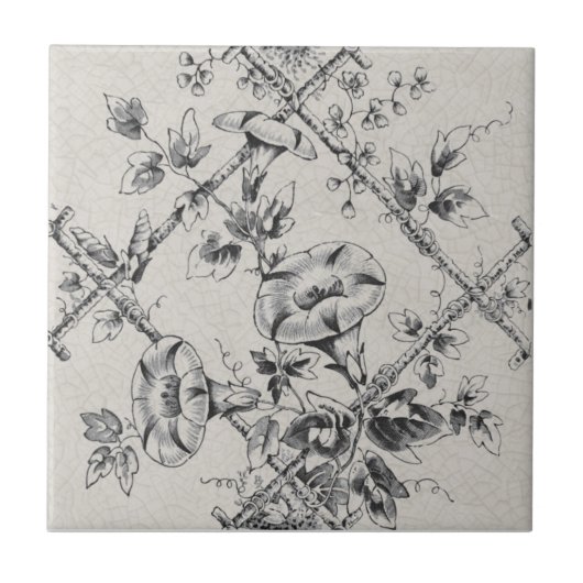 Floral Bamboo Trellis Repro Tegeltje (Voorkant)