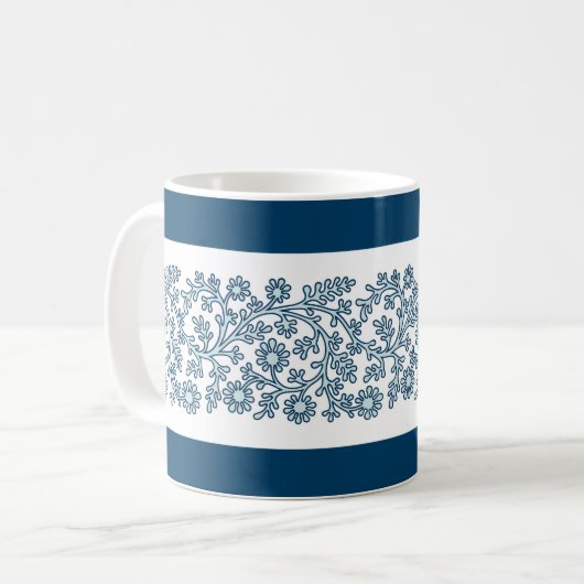 Floral Band, Blue Coffee Mug (Devant gauche)