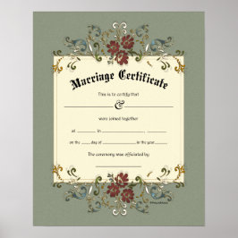 Floral  Banner Lijst Wedding Certificate Poster