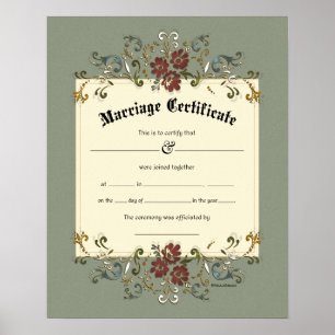 Floral Banner Lijst Wedding Certificate Poster