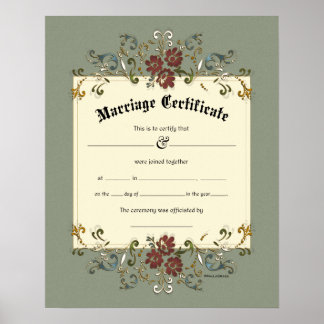 Floral  Banner Lijst Wedding Certificate Poster
