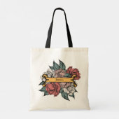 Floral Banner Rustic  Roos Tattoo Art Tote Bag (Achterkant)