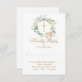 Floral Baptism Christening First Heilige Communie RSVP Kaartje (Voorkant / Achterkant)