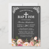 Floral Baptism | Elegant Chalkboard-Lijst Kaart (Voorkant)