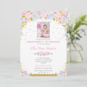 Floral Baptism en 1e verjaardag van de uitnodiging (Staand voorkant)