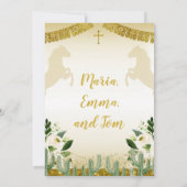 Floral Baptism Fiesta Twin Invitation Kaart (Achterkant)