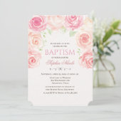 Floral Baptism Invitation Kaart (Staand voorkant)