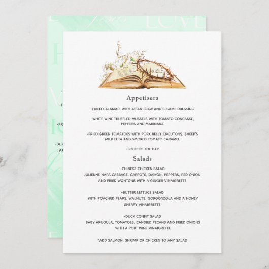 Floral Baptism- of Christening-menu Menu (Voorkant / Achterkant)