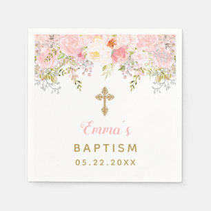 Floral Baptism Personalized Napkins Servet