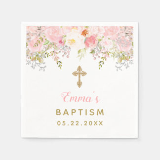 Floral Baptism Personalized Napkins Servet
