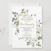 Floral Baptism Spaanse uitnodiging (Voorkant)