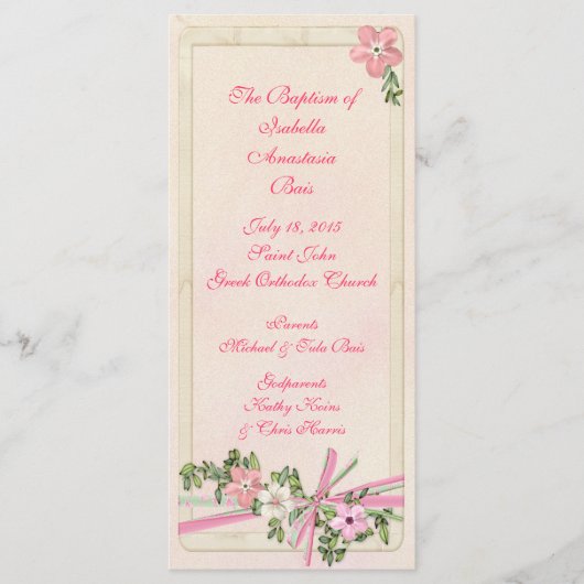 Floral Baptismal-programma 1/5 Programma (Voorkant)