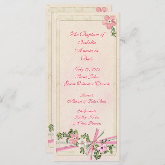 Floral Baptismal programme 1/5 (Devant / Derrière)