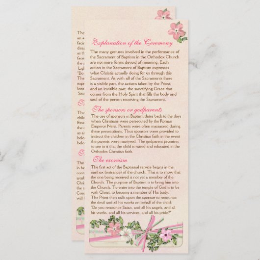 Floral Baptismal Programme 2/5 (Devant / Derrière)