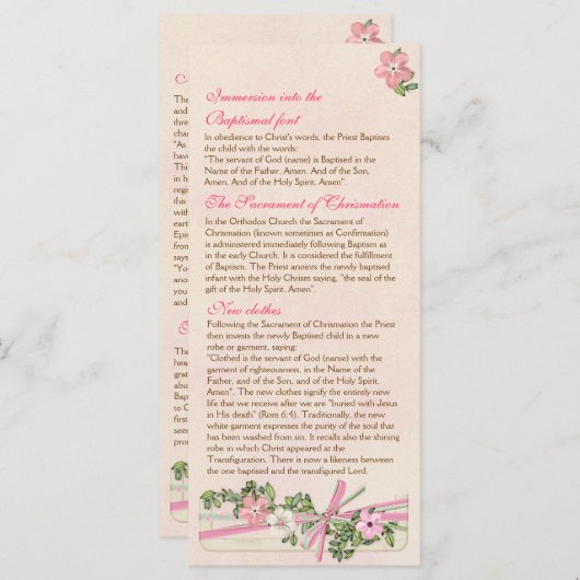 Floral Baptismal Programme 4/5 (Devant / Derrière)