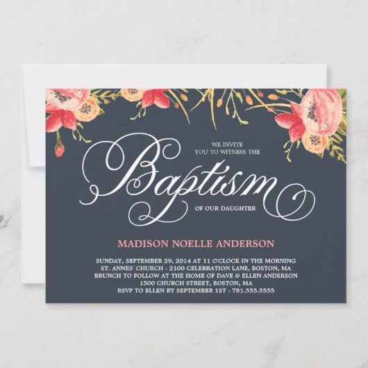  Floral | Baptisme-uitnodiging Kaart (Voorkant)