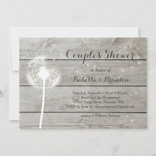 Floral Barn Board Invitation à la douche d'un coup (Devant)