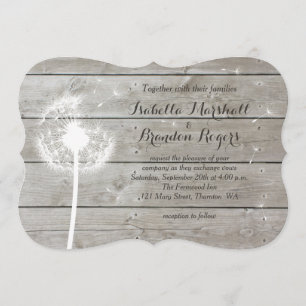 Floral Barn Board Wedding Invitation Kaart