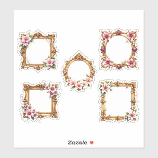 Floral Baroque Frame Cutout Sheet of Stickers (Feuille)