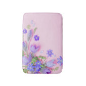 Floral Bath Mat | Blue Wildflowers Memory Foam Rug (Voorkant Verticaal)