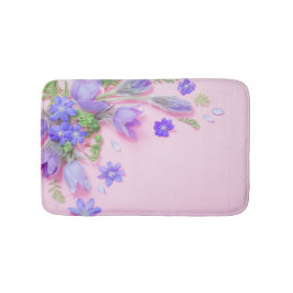 Floral Bath Mat | Blue Wildflowers Memory Foam Rug