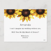 Floral Be My Maid Carte postale de tournesol d'hon (Dos)
