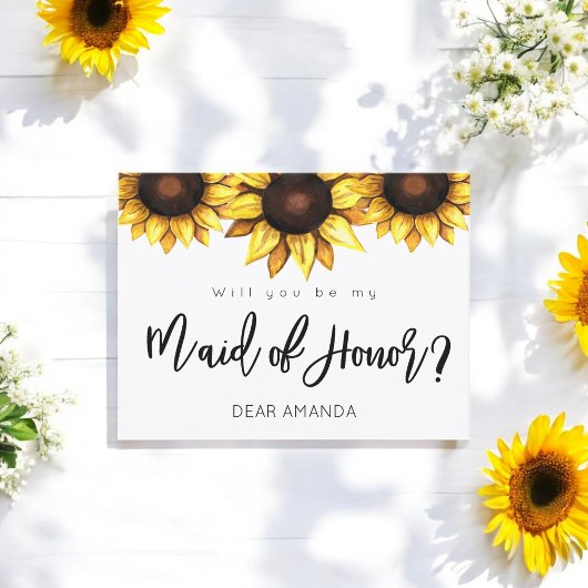 Floral Be My Maid Carte postale de tournesol d'hon
