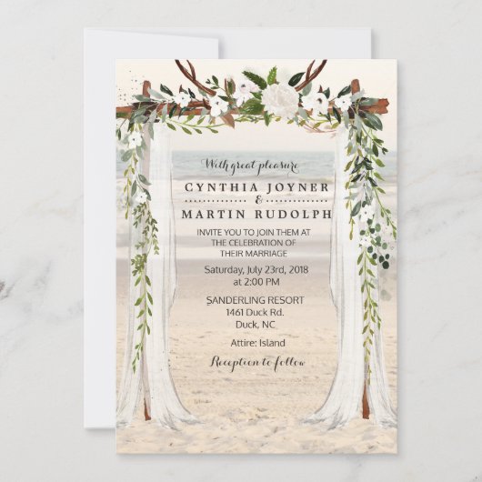 Floral Beach Arbor Faire-part de mariage (Devant)