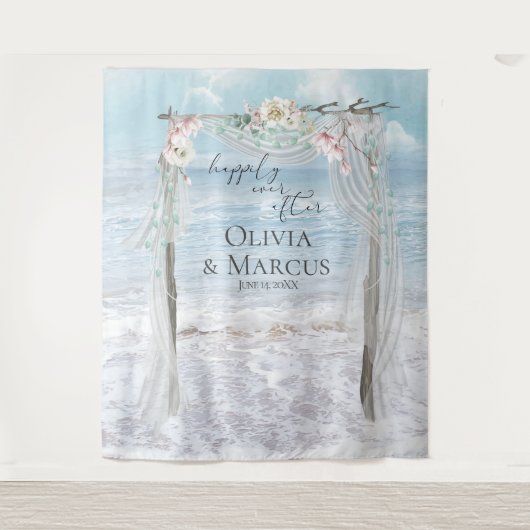 Floral Beach Arbor Weduwfoto achtergrond Wandkleed (Voorkant)