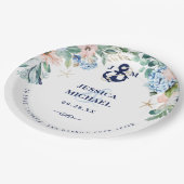 Floral Beach Nautical Gelukkig ooit na bruiloft Papieren Bordje (Gekanteld)