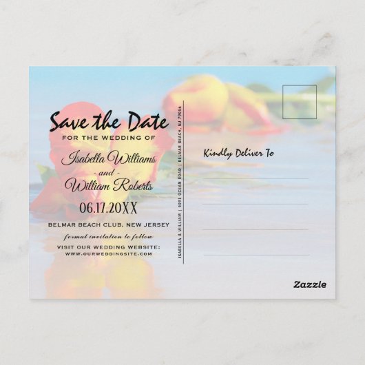 Floral Beach Save the Date Uitnodiging voor bruilo (Achterkant)